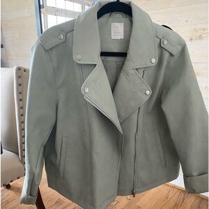 Mint green faux leather jacket